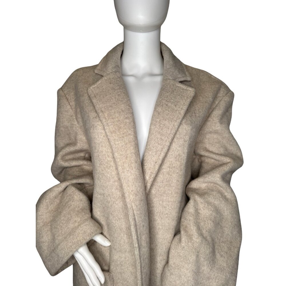 New Reformation Wool Coat Size M Wrap Beige Neutral - Picture 7 of 12